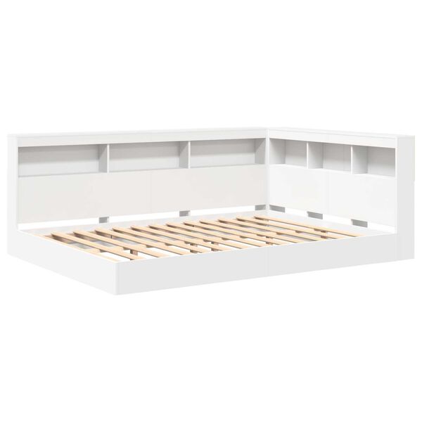 vidaXL Κρεβάτι Βιβλιοθήκης Λευκό 150x200 εκ. Επεξεργασμένο Ξύλο