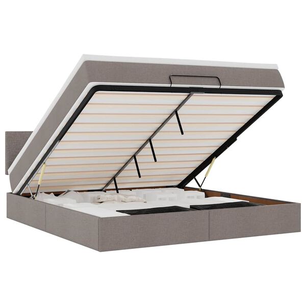 vidaXL Οθωμανικό κρεβάτι με στρώμα Taupe 180x200cm ύφασμα
