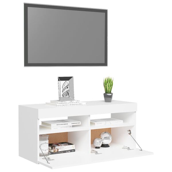 vidaXL Έπιπλο Τηλεόρασης με LED Λευκό 90 x 35 x 40 εκ.