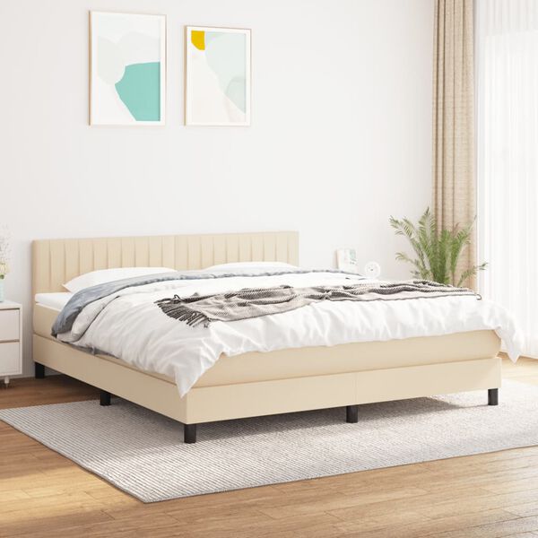 vidaXL &Kappa;&rho;&epsilon;&beta;ά&tau;&iota; Boxspring &mu;&epsilon; &Sigma;&tau;&rho;ώ&mu;&alpha; &Kappa;&rho;&epsilon;&mu; 180x200 &epsilon;&kappa;. &Upsilon;&phi;&alpha;&sigma;&mu;ά&tau;&iota;&nu;&omicron;