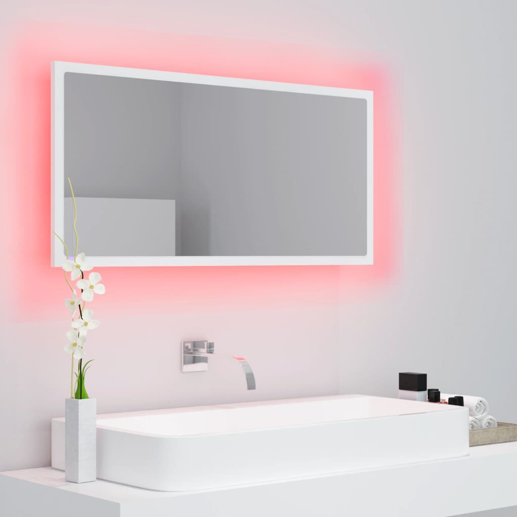 vidaXL Καθρέφτης Μπάνιου με LED Λευκός 90 x 8,5 x 37 εκ. Ακρυλικός