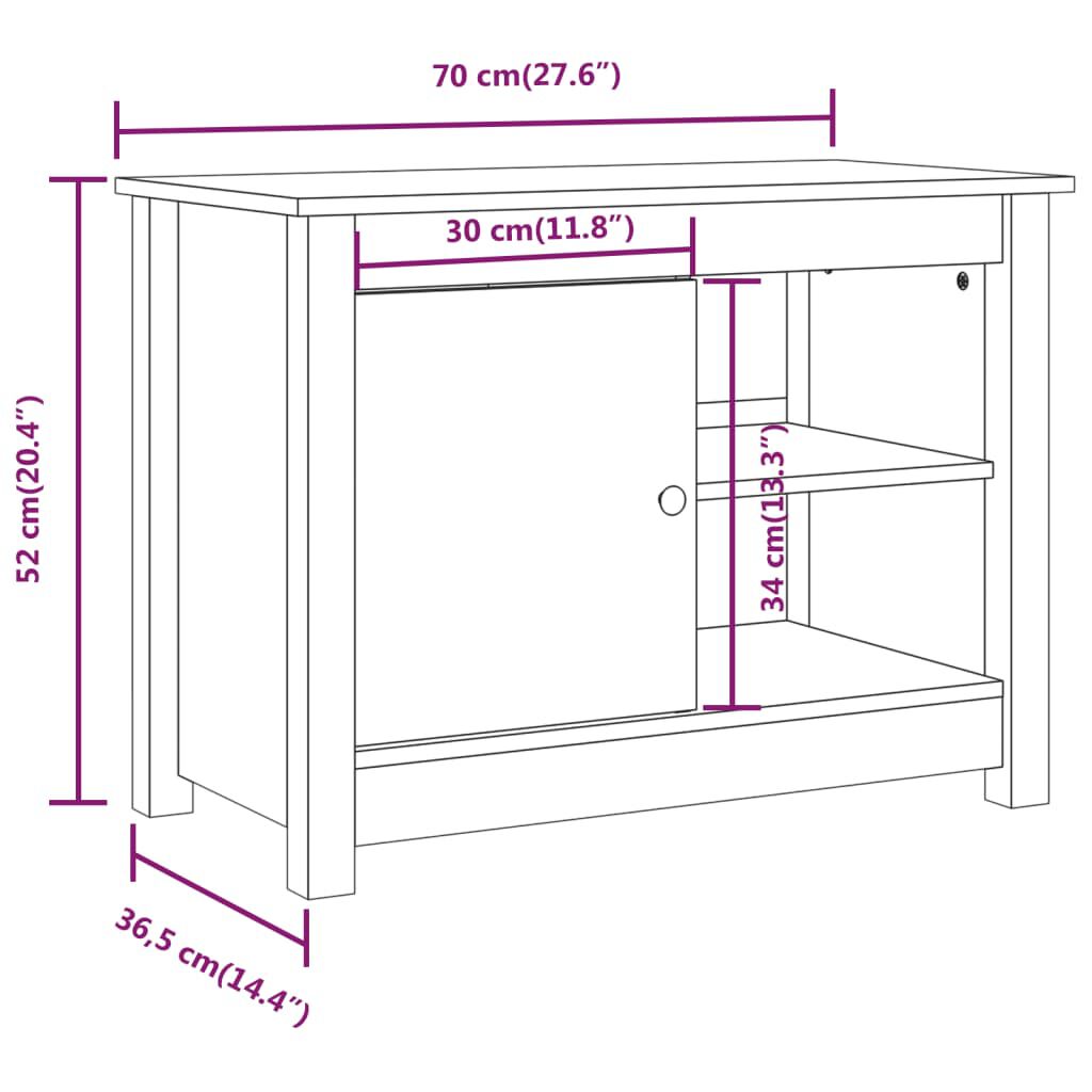 vidaXL Έπιπλο Τηλεόρασης Λευκό 70x36,5x52 εκ. από Μασίφ Ξύλο Πεύκου