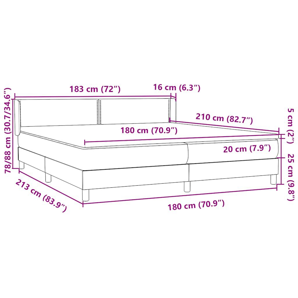 vidaXL Κρεβάτι Boxspring με Στρώμα Ροζ 180x210 εκ. Βελούδινο