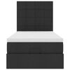 vidaXL Οθωμανικό κρεβάτι με στρώμα & LEDs Μαύρο 80x200cm ύφασμα