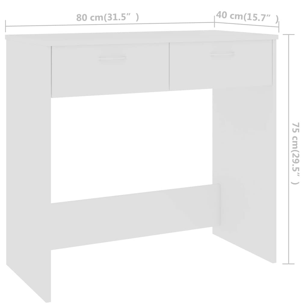 vidaXL Γραφείο Λευκό 80 x 40 x 75 εκ. από Επεξ. Ξύλο