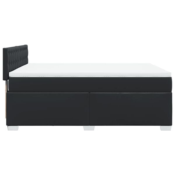 vidaXL Κρεβάτι Boxspring με Στρώμα Μαύρο 140x190εκ.από Συνθετικό Δέρμα
