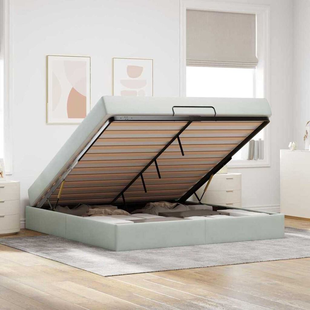 vidaXL Σκελετός Κρεβατιού Ανοιχτό γκρι 180 x 200 cm Βελούδο