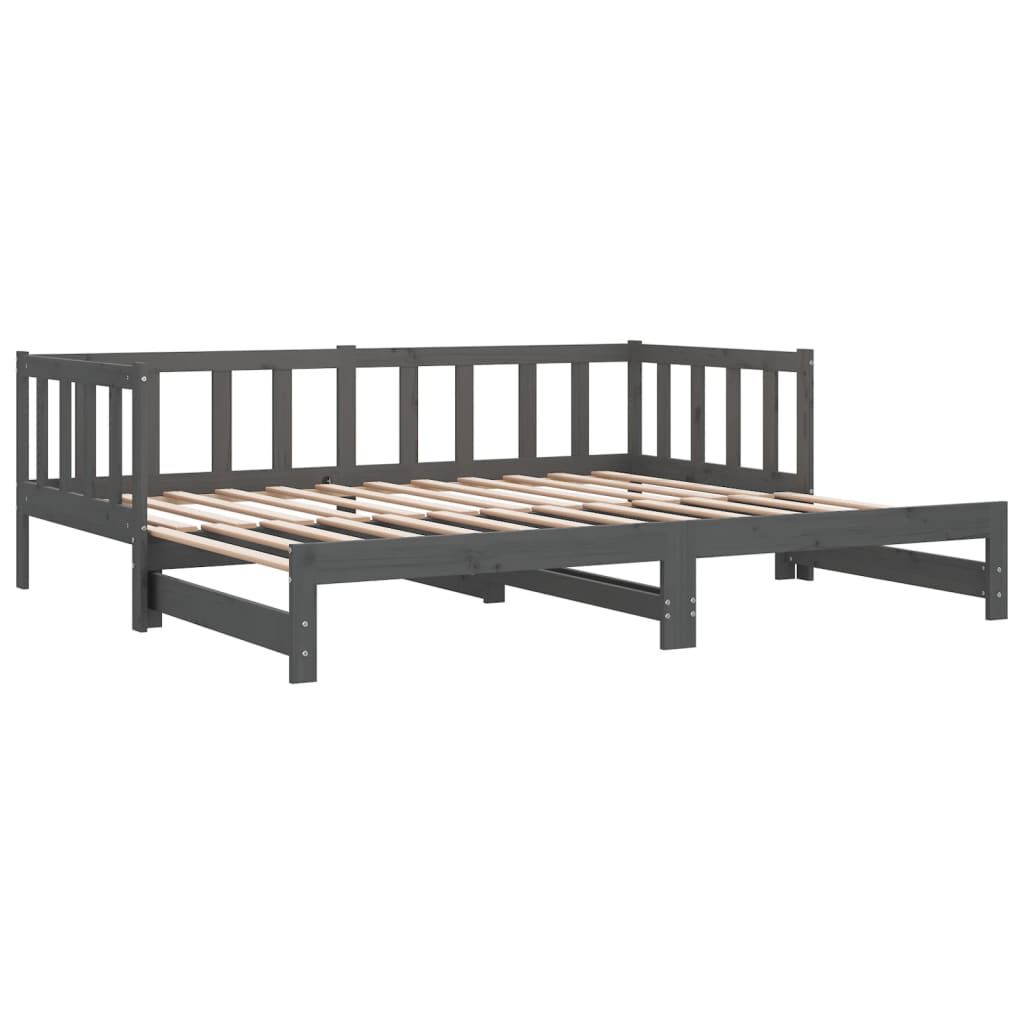 vidaXL Καναπές Κρεβάτι Συρόμενος Γκρι 2x(90x190) εκ. Μασίφ Ξύλο Πεύκου