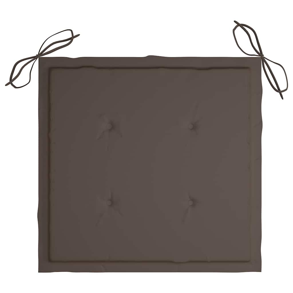 vidaXL Καρέκλες Τραπεζαρίας 2 τεμ. Μασίφ Ξύλο Teak με Taupe Μαξιλάρια