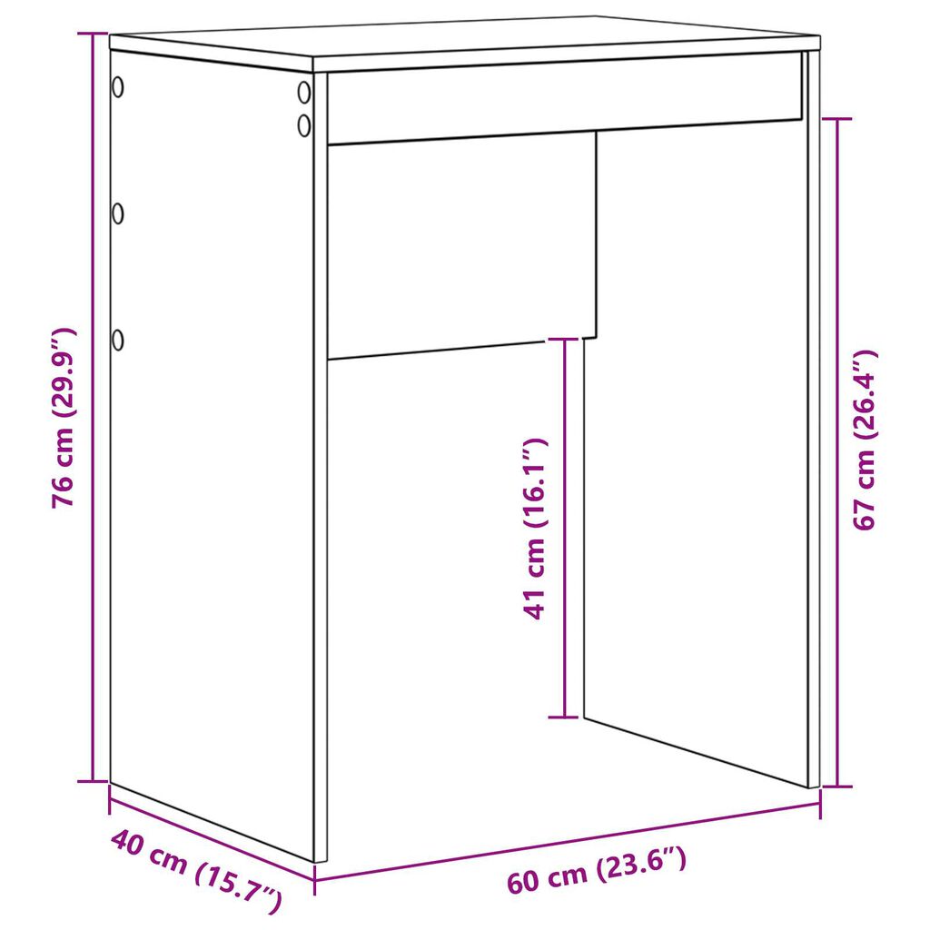 vidaXL Γραφείο Γκρι sonoma 60 x 40 x 76 εκ. Επεξεργασμένο ξύλο
