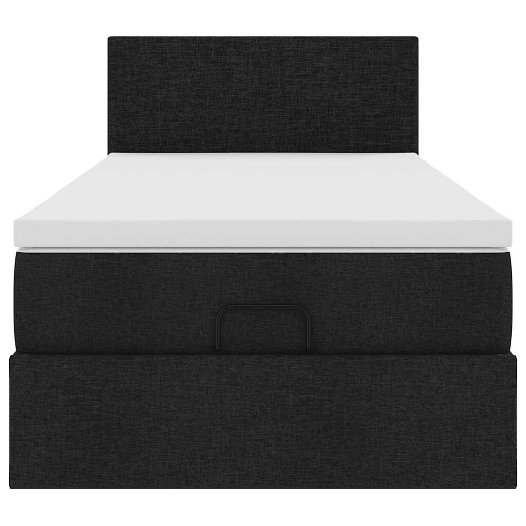vidaXL Οθωμανικό κρεβάτι με στρώμα Μαύρο 80x200cm Ύφασμα