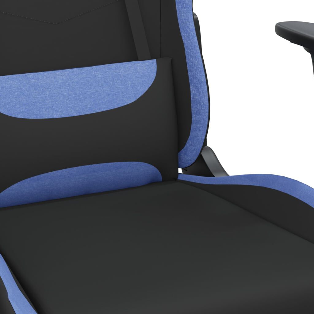 vidaXL Καρέκλα Μασάζ Gaming Μαύρη/Μπλε Ύφασμα με Υποπόδιο