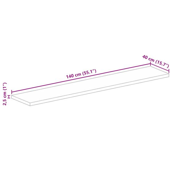 vidaXL Επιφάνεια Τραπεζιού Ορθογώνια 140x40x2,5 εκ. Μασίφ Ξύλο Μάνγκο