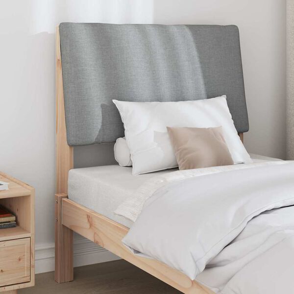 vidaXL Ταπετσαρισμένο κεφαλάρι Ανοιχτό γκρι 75 cm Στερεά ξυλεία πεύκου