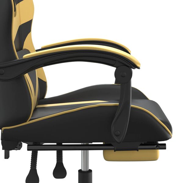 vidaXL Καρέκλα Gaming Μασάζ Υποπόδιο Μαύρο/Χρυσό από Συνθετικό Δέρμα