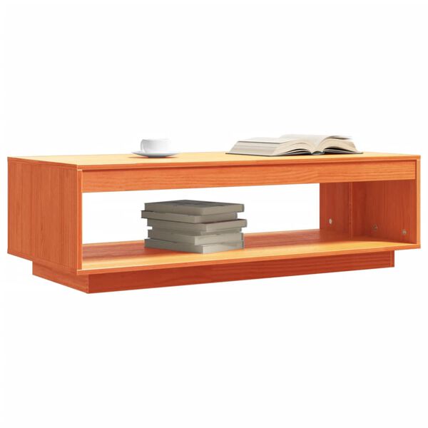 vidaXL Τραπεζάκι Σαλονιού Καφέ Κεριού 110x50x33,5εκ. Μασίφ Ξύλο Πεύκου