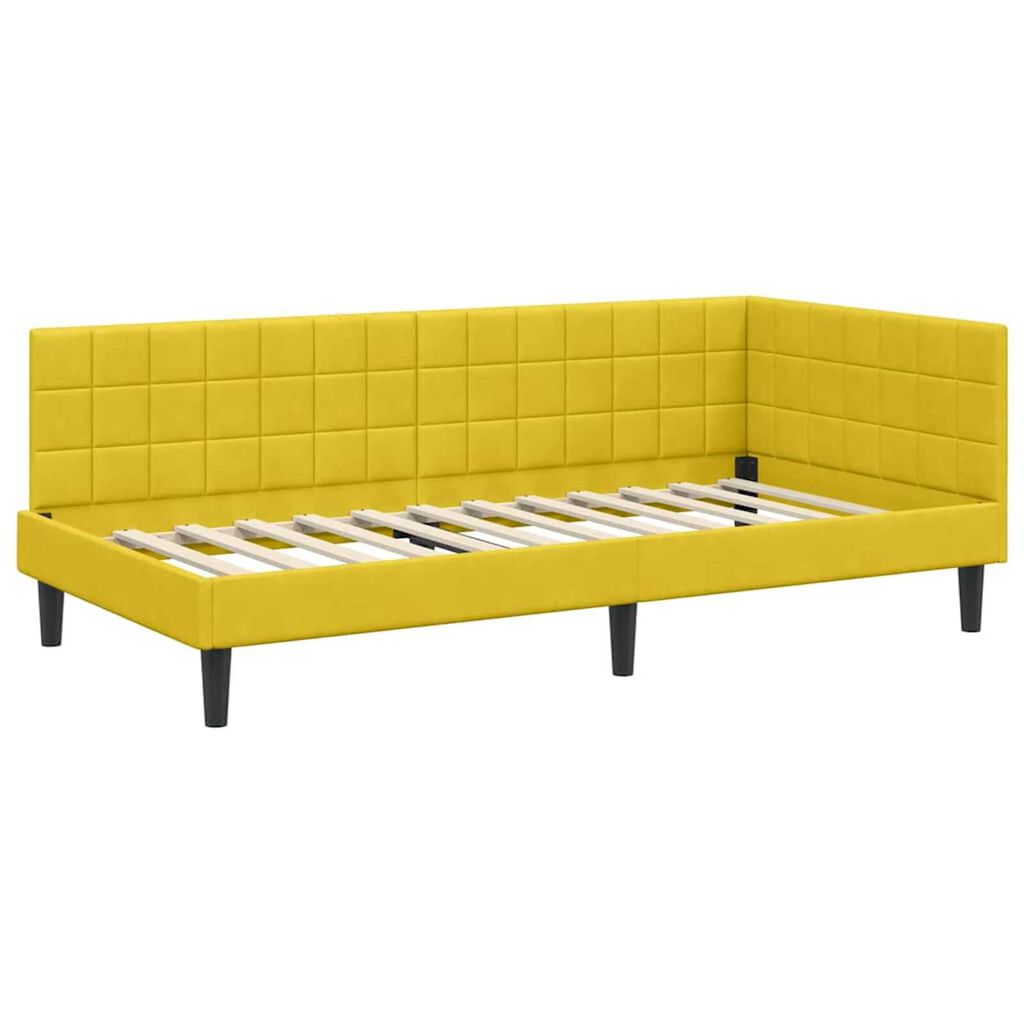 vidaXL Κρεβάτι Γωνίας με κεφαλάρι Κίτρινο 90 x 190 cm Βελούδο