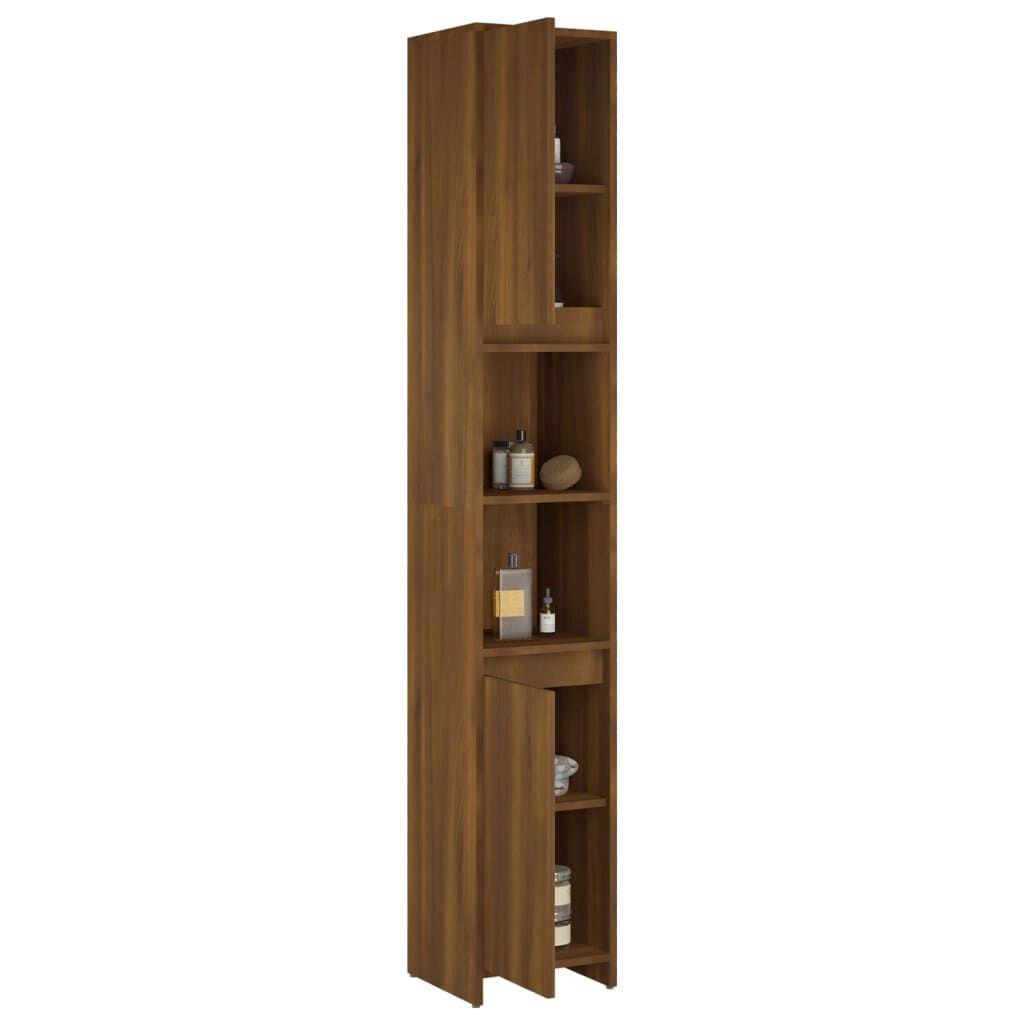vidaXL Ντουλάπι Μπάνιου Καφέ Δρυς 30x30x183,5 εκ. Επεξεργασμένο Ξύλο