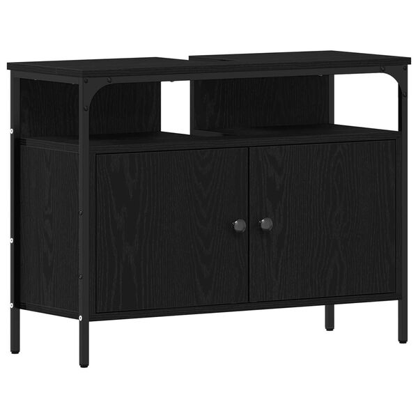 vidaXL Σετ Επίπλων Μπάνιου με ράφι 4 pcs Μαύρη δρυς 33 x 33 x 185.5 εκ