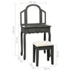 vidaXL Μπουντουάρ με Σκαμπό Γκρι 65x36x128 εκ. Ξύλο Παυλώνιας / MDF