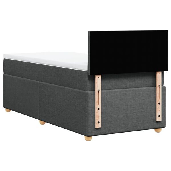 vidaXL Κρεβάτι Boxspring με Στρώμα Σκούρο Γκρι 90x200 εκ. Υφασμάτινο