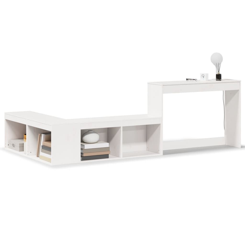 vidaXL Κομοδίνο με Γραφείο Λευκό 222x107x75 εκ. από Μασίφ Ξύλο Πεύκου