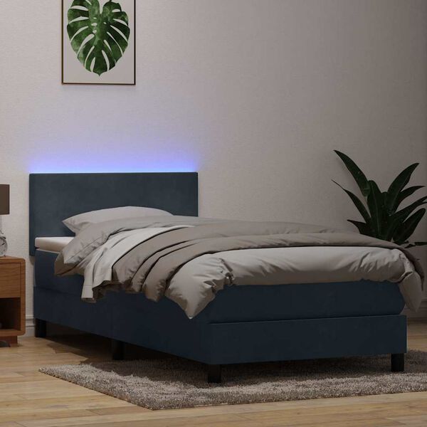 vidaXL &Kappa;&rho;&epsilon;&beta;ά&tau;&iota; Boxspring &mu;&epsilon; &Sigma;&tau;&rho;ώ&mu;&alpha; & LED &Sigma;&kappa;&omicron;ύ&rho;&omicron; &Gamma;&kappa;&rho;&iota; 100x210 &epsilon;&kappa;. &Beta;&epsilon;&lambda;&omicron;ύ&delta;&iota;&nu;&omicron;
