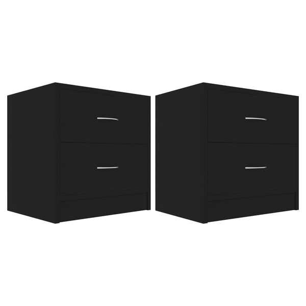 vidaXL Κομοδίνα 2 τεμ. Μαύρα 40 x 30 x 40 εκ. από Επεξ. Ξύλο
