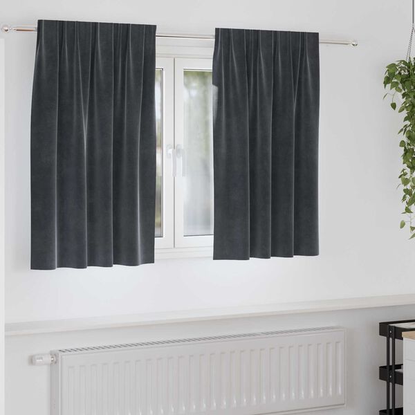 vidaXL Κουρτίνες με κουρτίνες 2 pcs Σκούρο γκρι 140 x 140 cm Βελούδο