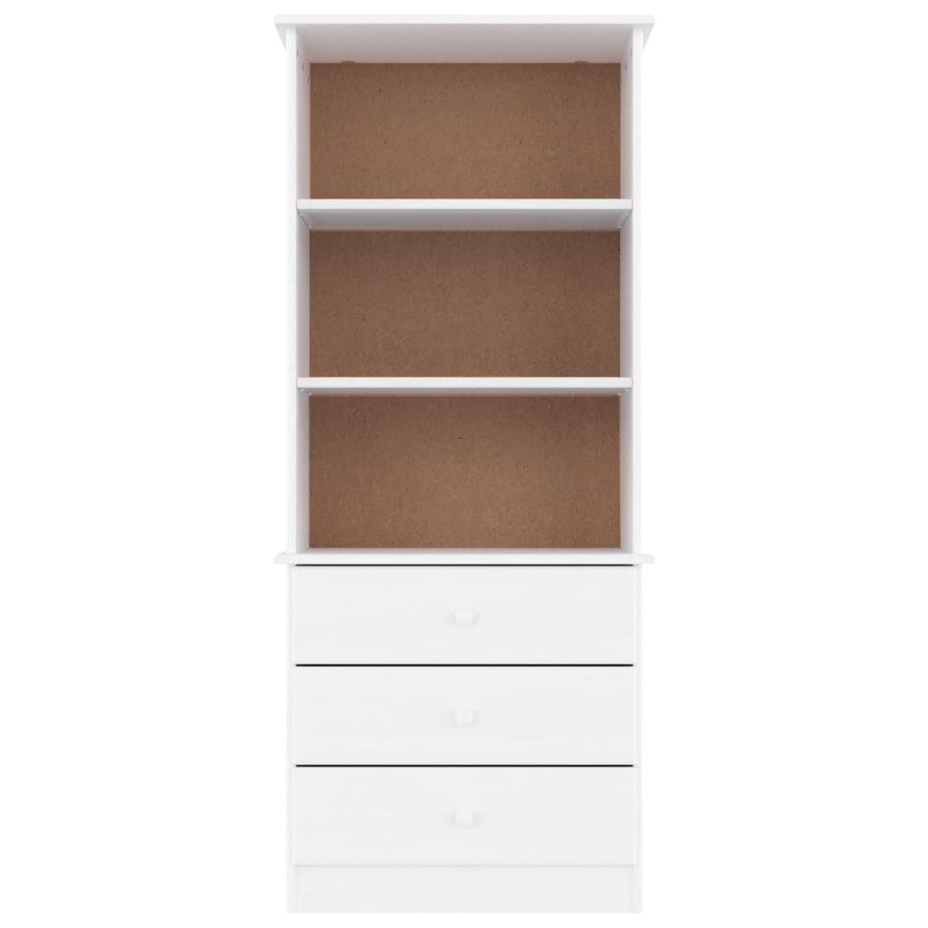vidaXL Βιβλιοθήκη με Συρτάρια ALTA Λευκή 60x35x142εκ Μασίφ Ξύλο Πεύκου