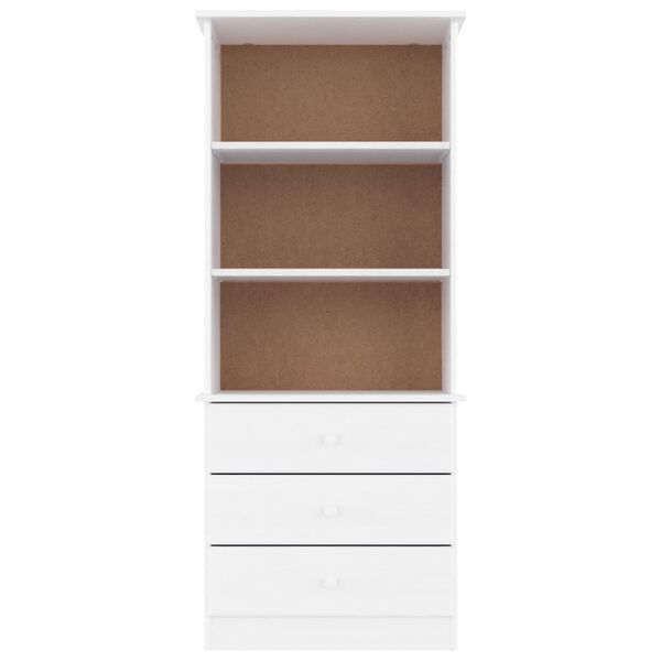 vidaXL Βιβλιοθήκη με Συρτάρια ALTA Λευκή 60x35x142εκ Μασίφ Ξύλο Πεύκου