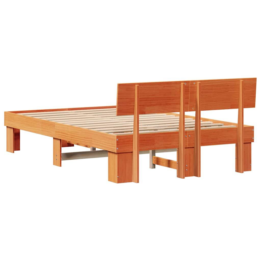 vidaXL Σκελετός Κρεβατιού Καφέ κεριού 140 x 190 cm Μασίφ ξύλο πεύκου