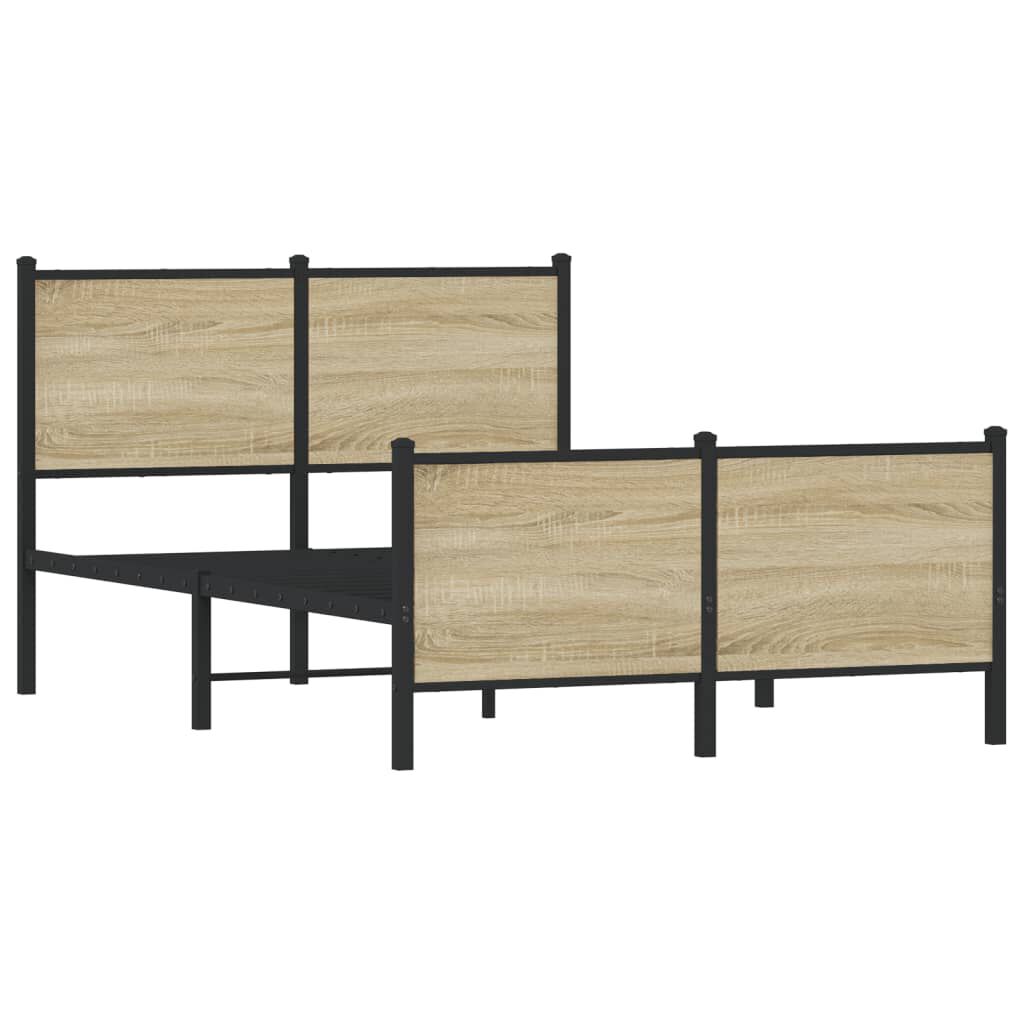 vidaXL Σκελετός Κρεβ. Χωρίς Στρώμα Sonoma Δρυς 120x190 εκ. Μεταλλικό
