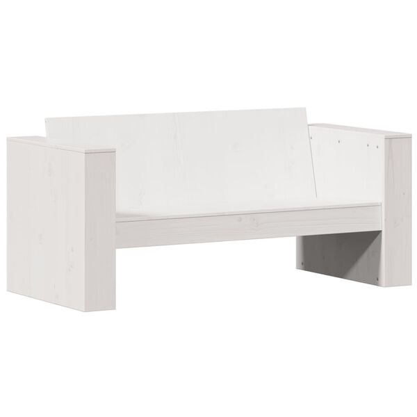 vidaXL Καναπές Κήπου Διθέσιος Λευκός 134x60x62 εκ. Μασίφ Ξύλο Πεύκου