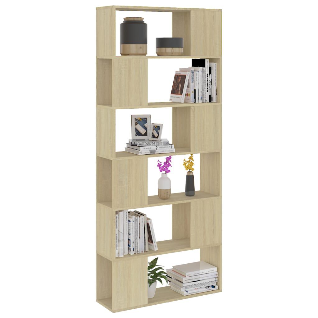 vidaXL Βιβλιοθήκη/Διαχωρ. Χώρου Sonoma Δρυς 80x24x186 εκ. Επεξ. Ξύλο