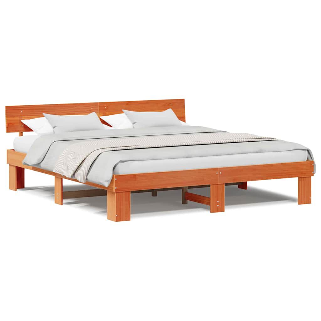 vidaXL Σκελετός Κρεβατιού Καφέ κεριού 180 x 200 cm Μασίφ ξύλο πεύκου