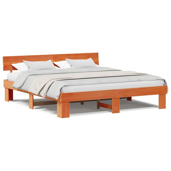 vidaXL Σκελετός Κρεβατιού Καφέ κεριού 180 x 200 cm Μασίφ ξύλο πεύκου