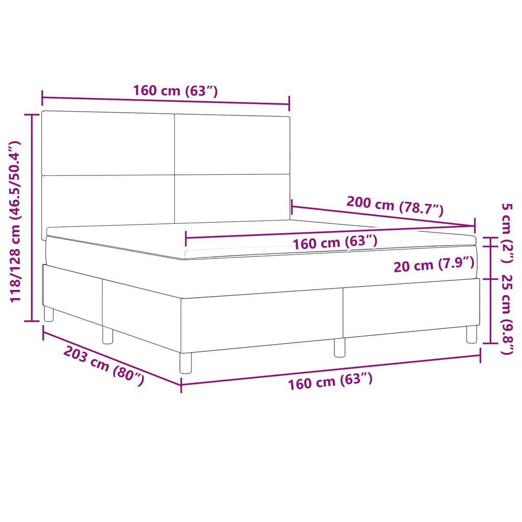 vidaXL Κρεβάτι με κρεβάτι & LED Κρέμα 160x200 εκ. Βελούδινο ύφασμα