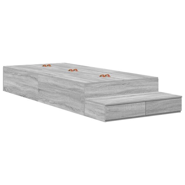 vidaXL Κρεβάτι με αποθηκευτικό χώρο Γκρι Sonoma 90x200 εκ