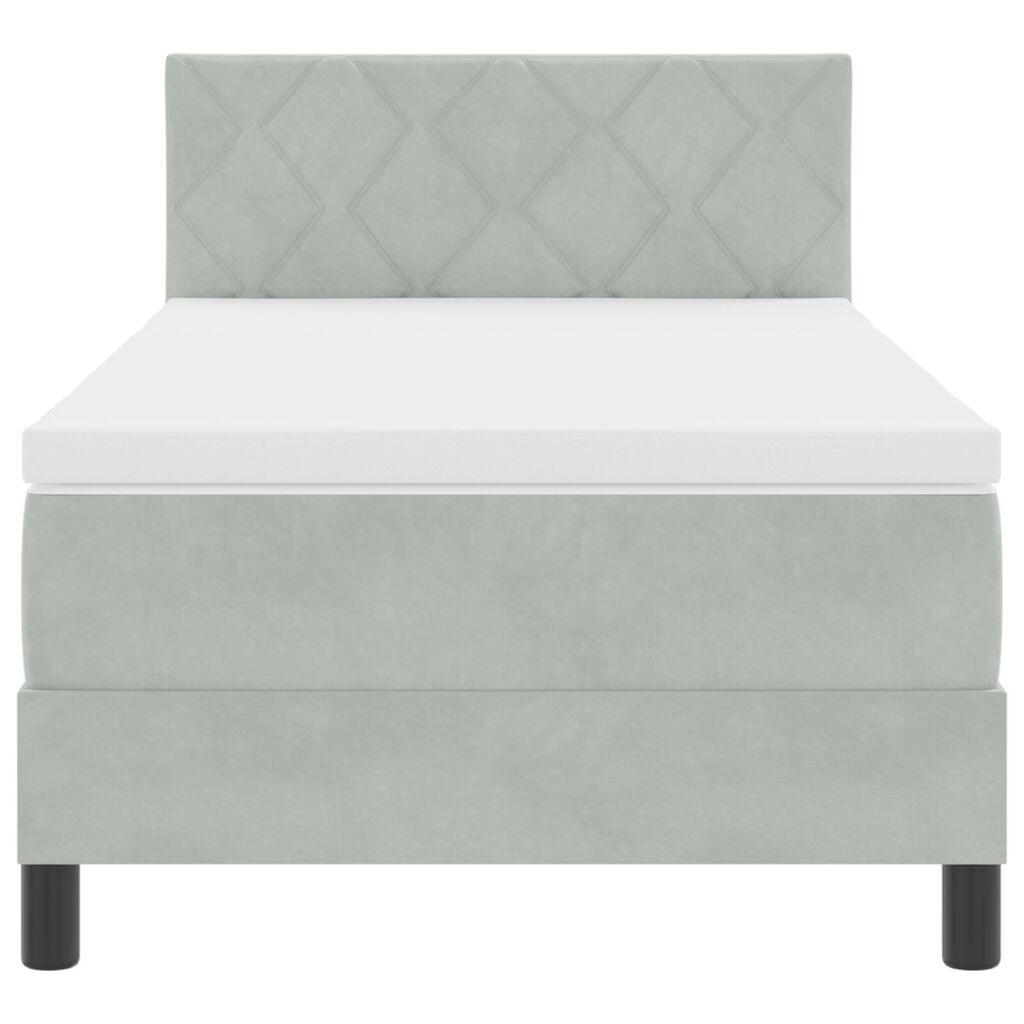 βίνταΧΛ Box Spring Κρεβάτι με Στρώμα Ανοιχτό Γκρι 100x200 εκ Βελούδο