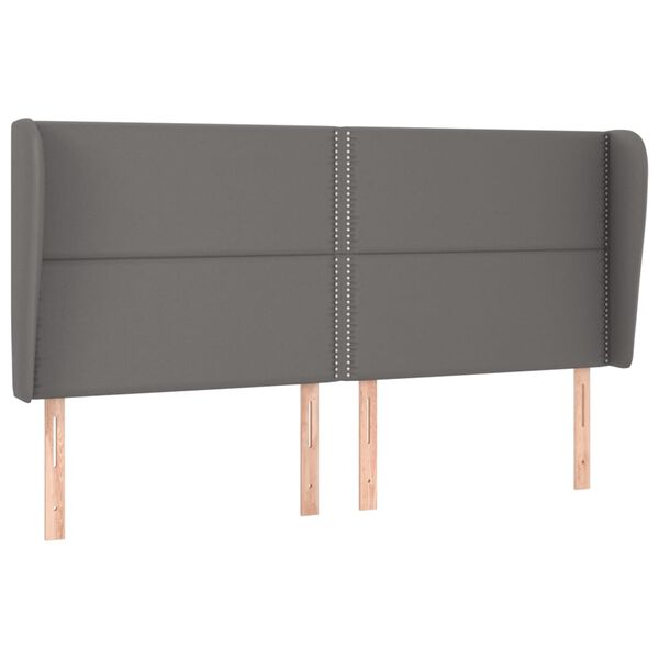 vidaXL Κεφαλάρι με Πτερύγια Γκρι 183x23x118/128 εκ.Συνθετικό Δέρμα