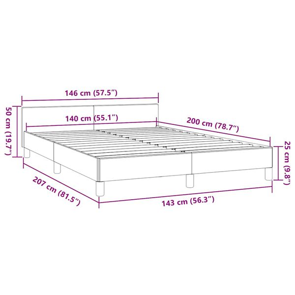 vidaXL Σκελετός Κρεβατιού Χωρίς Στρώμα Taupe 140x200 εκ. Υφασμάτινο
