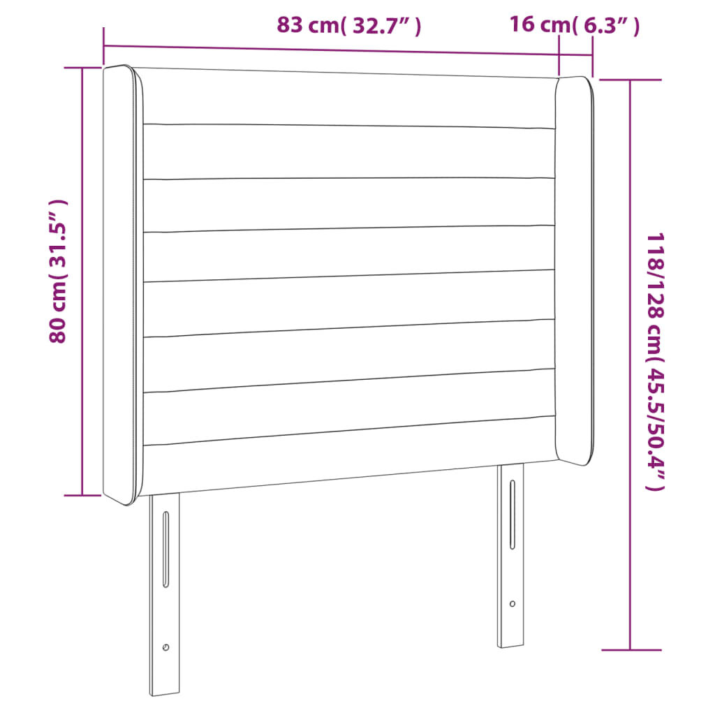 vidaXL Κεφαλάρι Κρεβατιού LED Ανοιχτό Γκρι 83x16x118/128εκ. Βελούδινο