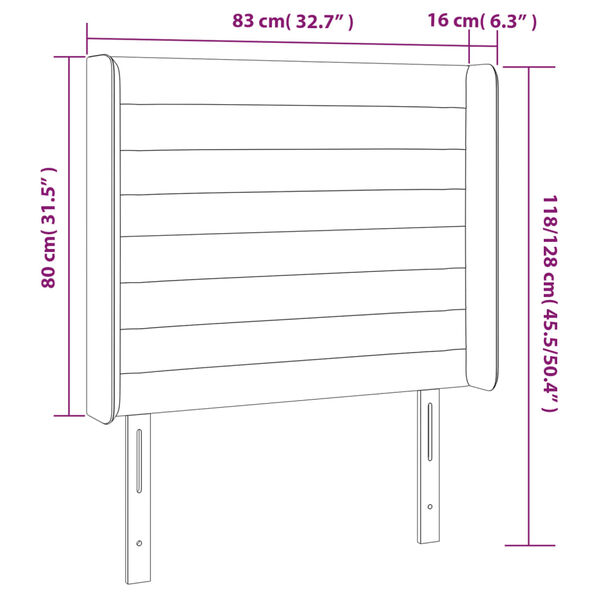 vidaXL Κεφαλάρι Κρεβατιού LED Ανοιχτό Γκρι 83x16x118/128εκ. Βελούδινο