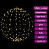vidaXL Μπάλα με 384 LED 2 pcs Θερμό λευκό 60 cm Μέταλλο