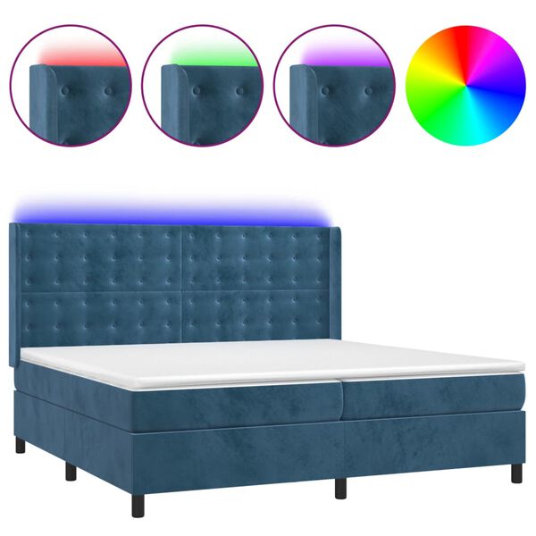 vidaXL &Kappa;&rho;&epsilon;&beta;ά&tau;&iota; Boxspring &mu;&epsilon; &Sigma;&tau;&rho;ώ&mu;&alpha; & LED &Sigma;&kappa;. &Mu;&pi;&lambda;&epsilon; 200x200&epsilon;&kappa;. &Beta;&epsilon;&lambda;&omicron;ύ&delta;&iota;&nu;&omicron;