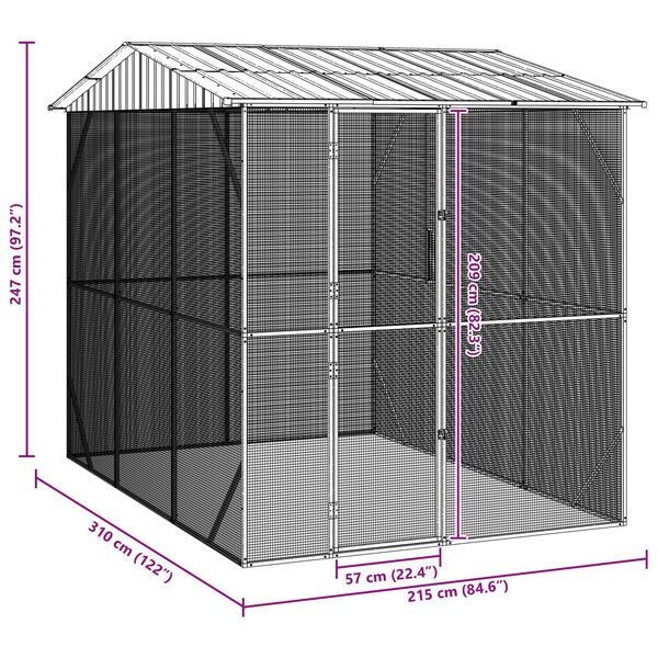 VidaXL Κλουβί πουλιών Ανθρακί 310x227x247 εκ. Χάλυβας