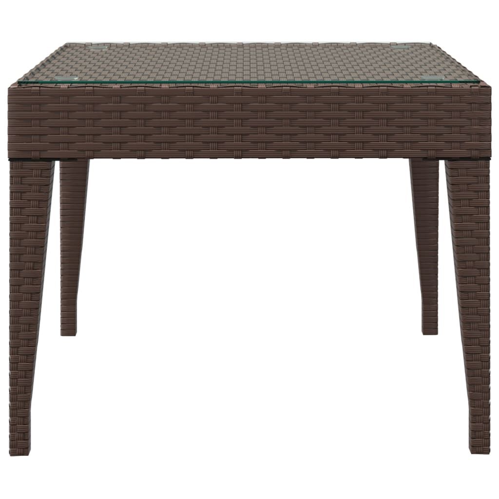 vidaXL Βοηθητικό Τραπεζάκι Καφέ 50x50x38 εκ. Συνθ. Ρατάν/ Ψημένο Γυαλί