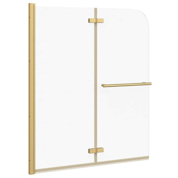 vidaXL Καλυμμα Ντους Χρυσό 120 x 140 cm ESG Γυαλί και Αλουμίνιο