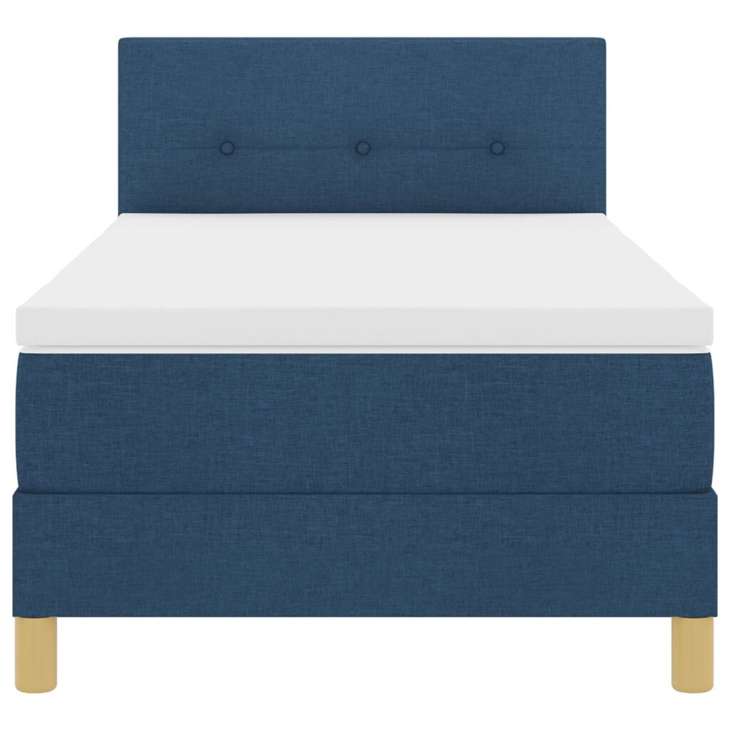 vidaXL Κρεβάτι Box Spring με Μαξιλάρι & LED Μπλε 90x190 εκ. Ύφασμα